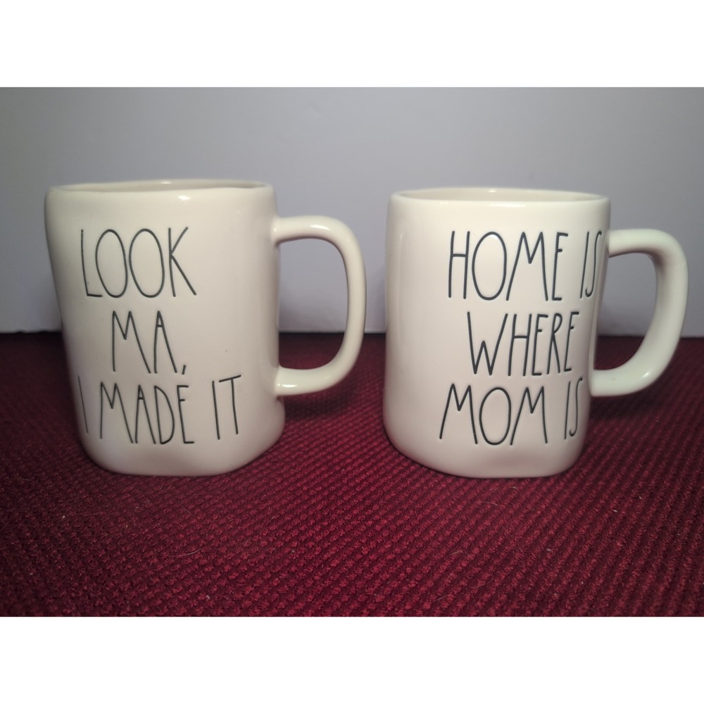 Rae Dunn Home Is Where Mom Is , Look Ma I Made It Coffee Mugs Set Of 2 Tea